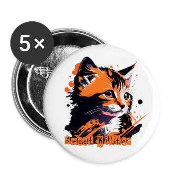 little kitten, cat tabby - Buttons small 1''/25 mm (5-pack) - white - Front