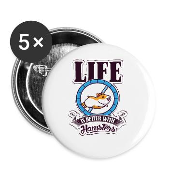 Life is Better with a Hamster Dwarf Hamster - Buttons small 1''/25 mm (5-pack) - white - Front