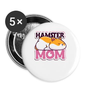 Hamster Mom Golden Hamster Dwarf Hamster European Hamster - Buttons small 1''/25 mm (5-pack) - white - Front