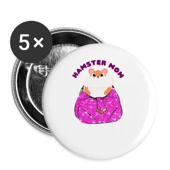 Hamster Mom Dwarf Hamster European Hamster Golden Hamster - Buttons small 1''/25 mm (5-pack) - white - Front
