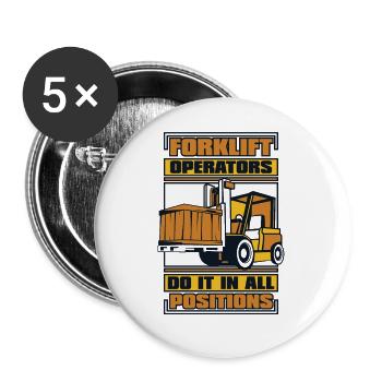 Do It In All Positions Telehandler Forklift - Buttons small 1''/25 mm (5-pack) - white - Front