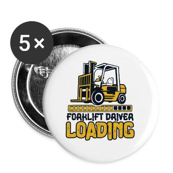 Forklift Driver Loading Gabelstaplerfahrer - Buttons small 1''/25 mm (5-pack) - white - Front
