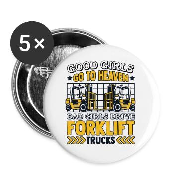Bad Girls Drive Forklift Trucks Geländestapler - Buttons small 1''/25 mm (5-pack) - white - Front
