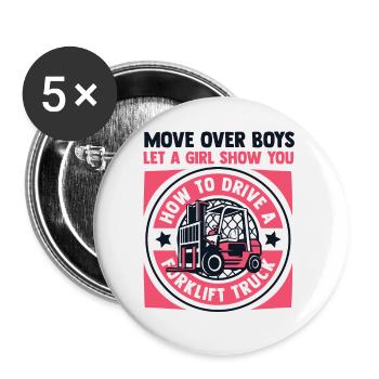 Let A Girl Show You How To Drive Telehandler - Buttons small 1''/25 mm (5-pack) - white - Front