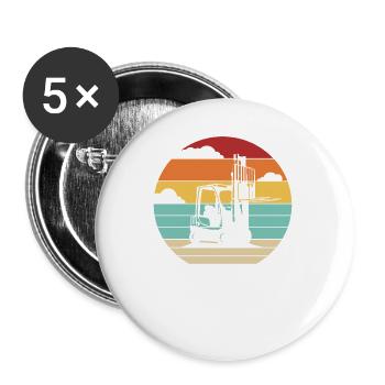 Retro Telehandler Forklift Driver - Buttons small 1''/25 mm (5-pack) - white - Front