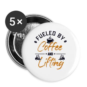 Fueled by Coffee and Lifting All-terrain forklift - Buttons small 1''/25 mm (5-pack) - white - Front