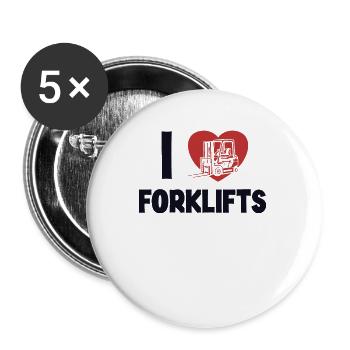 I love Forklifts Telehandler All-terrain forklift - Buttons small 1''/25 mm (5-pack) - white - Front
