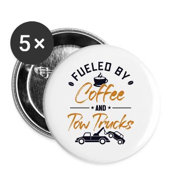 Fueled by Coffee and Tow Trucks Abschlepper - Buttons klein 25 mm (5er Pack) - Weiß - Vorne