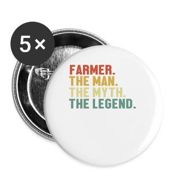 Agriculteur Homme Mythe Légende Agriculteur biologique Agriculteur Économiste agricole - Lot de 5 petits badges (25 mm) - blanc - Devant