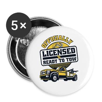 Officially Licensed Ready To Tow Abschlepper - Buttons klein 25 mm (5er Pack) - Weiß - Vorne