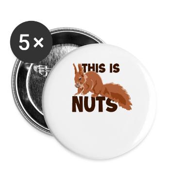 This Is Nuts Fuchshörnchen Grauhörnchen - Buttons klein 25 mm (5er Pack) - Weiß - Vorne