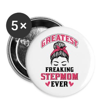 Stepmother Mother's Day Stepmom Mother - Buttons small 1''/25 mm (5-pack) - white - Front