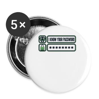 Je connais votre mot de passe Phishing Renifleur Grey Hat - Lot de 5 petits badges (25 mm) - blanc - Devant