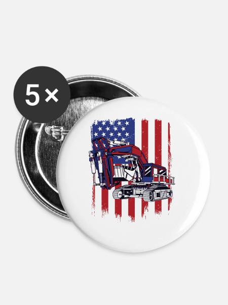 Excavator Seilbagger Raupenbagger Baggerführer - Buttons klein 25 mm (5er Pack) - Weiß