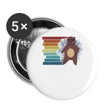 Retro Spiked Animal North American Hystricidae - Buttons small 1''/25 mm (5-pack) - white - Front