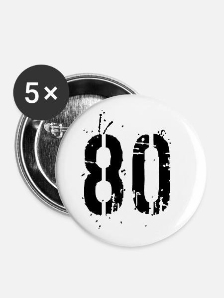 Nummer 80 - Buttons klein 25 mm (5er Pack) - Weiß