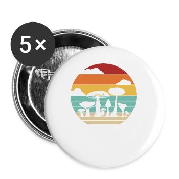 Retro Identification Picking Foraging Mushroom - Buttons small 1''/25 mm (5-pack) - white - Front