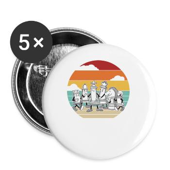 Retro Dame Spieler Großmeister Profi Schach - Buttons klein 25 mm (5er Pack) - Weiß - Vorne