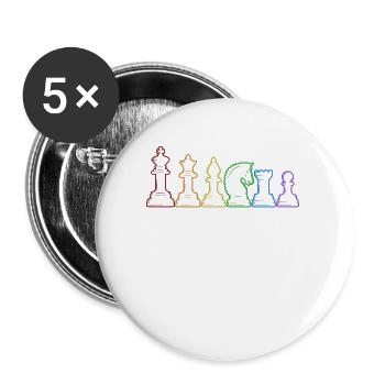 Chess LGBT Rainbow Player Grandmaster Queen Chess - Buttons small 1''/25 mm (5-pack) - white - Front