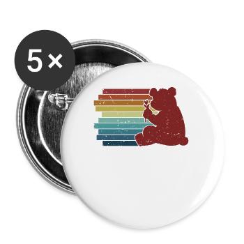 Retro Panda Bear Friend Ailuropoda Melanoleuca - Lot de 5 petits badges (25 mm) - blanc - Devant