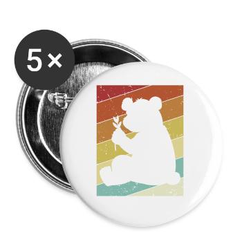 Retro Panda Bear Ailuropoda Melanoleuca Ami - Lot de 5 petits badges (25 mm) - blanc - Devant