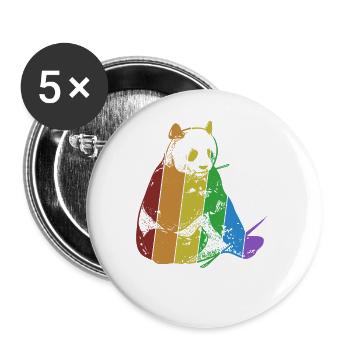 Panda LGBT Arc-en-ciel Panda Ours Ami Amant Géant - Lot de 5 petits badges (25 mm) - blanc - Devant