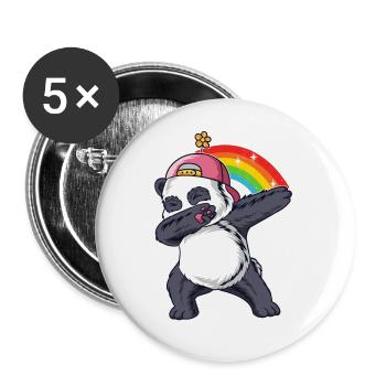 Dabbing Panda Panda Bear Friend Lover Giant Panda - Lot de 5 petits badges (25 mm) - blanc - Devant