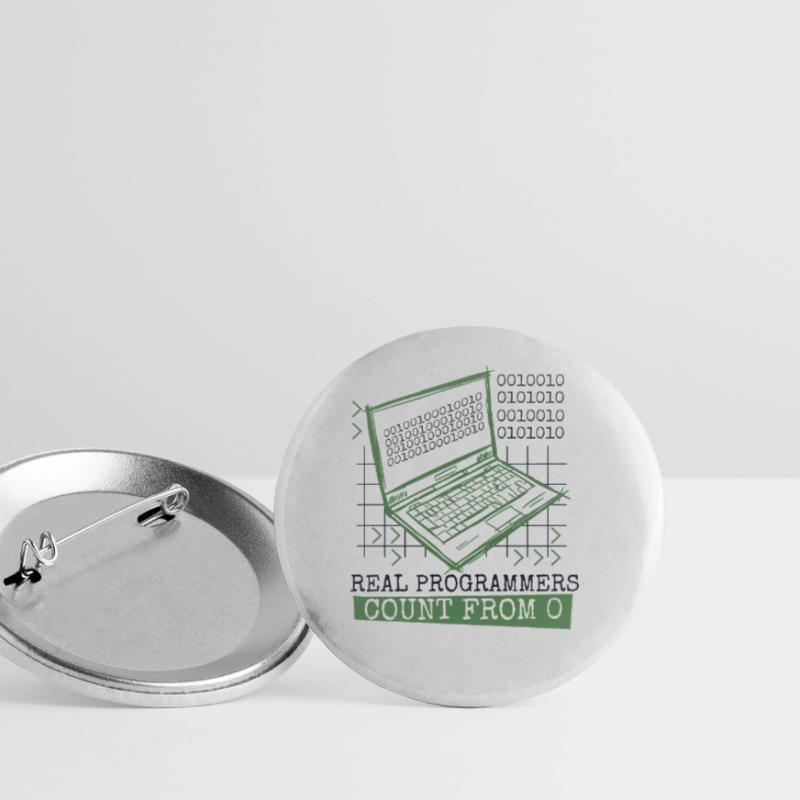 Real Programmers Count From 0 Developer Coder Buttons small 1''/25 mm (5-pack)