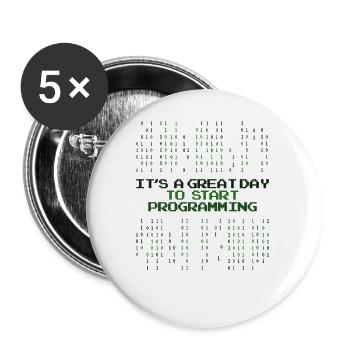 Grande journée pour commencer à programmer Développeur Codeur - Lot de 5 petits badges (25 mm) - blanc - Devant