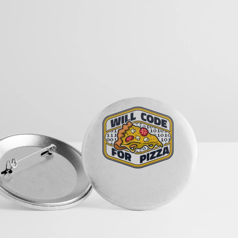Will Code For Pizza Developer Coder Programmierer Buttons klein 25 mm (5er Pack)