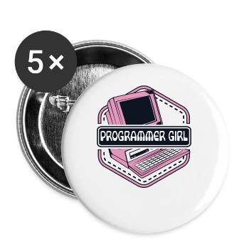 Programmer Girl Software Engineer Developer - Buttons small 1''/25 mm (5-pack) - white - Front