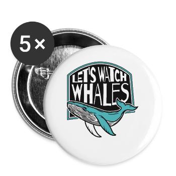 Regardons les baleines béluga bleu Cétacé Baleine - Lot de 5 petits badges (25 mm) - blanc - Devant