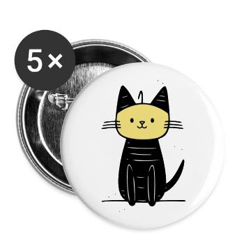 cute cat - Buttons small 1''/25 mm (5-pack) - white - Front