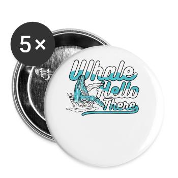 Baleine Bonjour Béluga bleu Cachalot Baleine - Lot de 5 petits badges (25 mm) - blanc - Devant