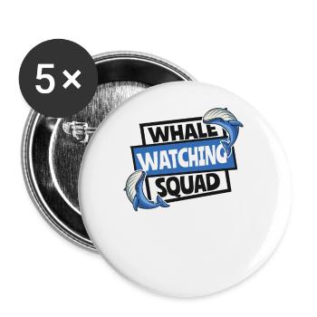 Équipe d'observation des baleines Béluga bleu Cétacé Baleine - Lot de 5 petits badges (25 mm) - blanc - Devant