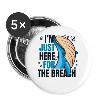 Nur hier für den Bruch Blauer Beluga Cetacea - Buttons klein 25 mm (5er Pack) - Weiß - Vorne