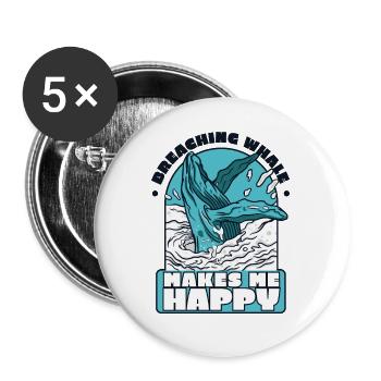 Percer une baleine me rend heureux Béluga bleu - Lot de 5 petits badges (25 mm) - blanc - Devant