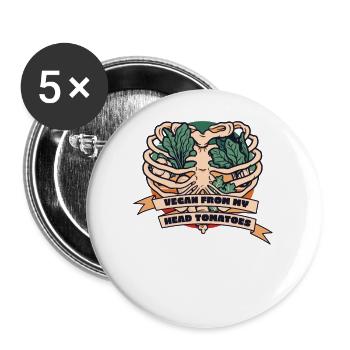 Vegan From My Head Tomates végétalien à base de plantes - Lot de 5 petits badges (25 mm) - blanc - Devant