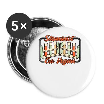 Steminist Go Vegan Scientist Empowering Women - Lot de 5 petits badges (25 mm) - blanc - Devant