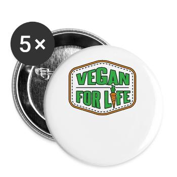 Vegan For Life végétalien véganisme - Lot de 5 petits badges (25 mm) - blanc - Devant