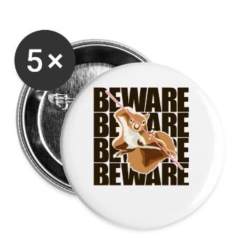 Beware Grauhörnchen Squirrel Fuchshörnchen - Buttons klein 25 mm (5er Pack) - Weiß - Vorne