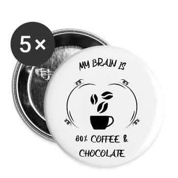 Coffee, espresso, coffee & chocolate - Buttons small 1''/25 mm (5-pack) - white - Front