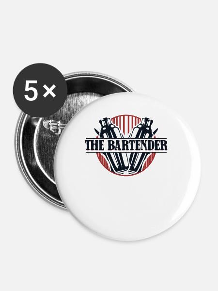 The Bartender Mixologist Barmann Bartender - Buttons klein 25 mm (5er Pack) - Weiß
