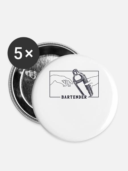 Michelangelo Creation of Adam Bartender - Buttons klein 25 mm (5er Pack) - Weiß