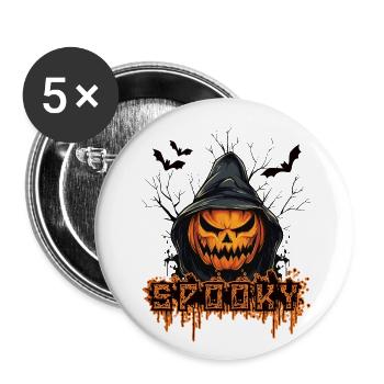 Spooky Kürbis - Buttons klein 25 mm (5er Pack) - Weiß - Vorne