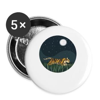 Königstiger Wildkatze Raubkatze Sibirischer Tiger - Buttons klein 25 mm (5er Pack) - Weiß - Vorne