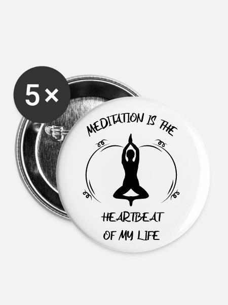 Meditaion - Buttons klein 25 mm (5er Pack) - Weiß