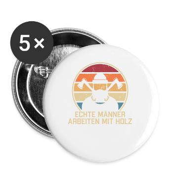 De vrais hommes travaillant avec un charpentier en bois Charpentier - Lot de 5 petits badges (25 mm) - blanc - Devant