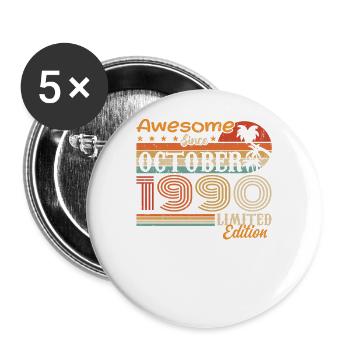 1990 October Vintage - October 1990 - Buttons small 1''/25 mm (5-pack) - white - Front