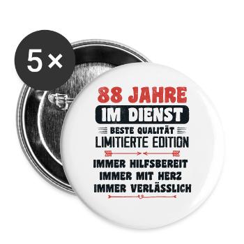 88 Jahre im Dienst 88 Jähriges Dienstjubiläum - Buttons klein 25 mm (5er Pack) - Weiß - Vorne